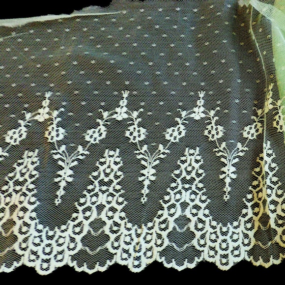 Stretch Embroidery Lace Trim aqua 10.5" wide Scalloped Filet 9.72 yards - Picture 6 of 6